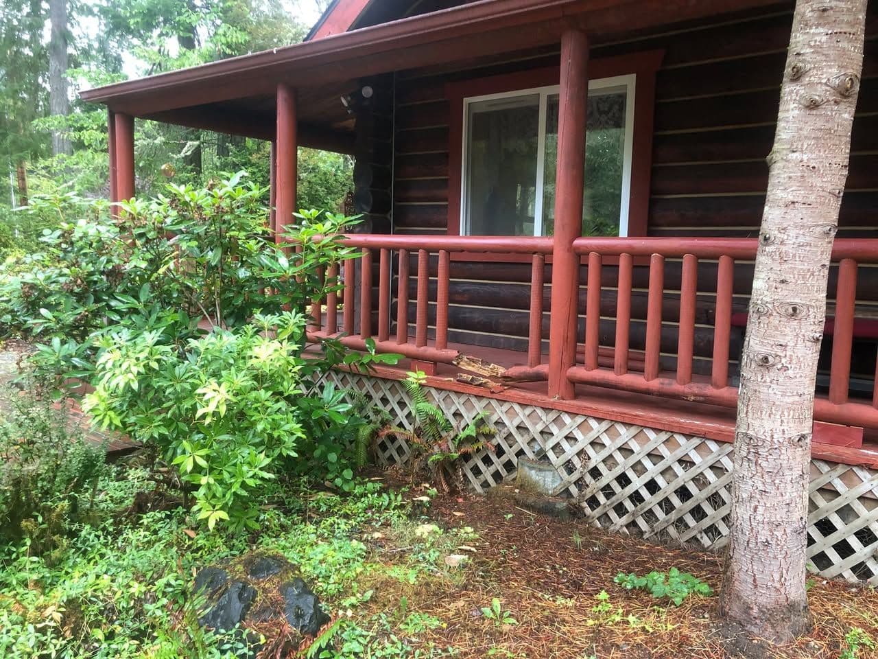 Log Cabin Porch Railings – Authentic Weather-Worn Repair