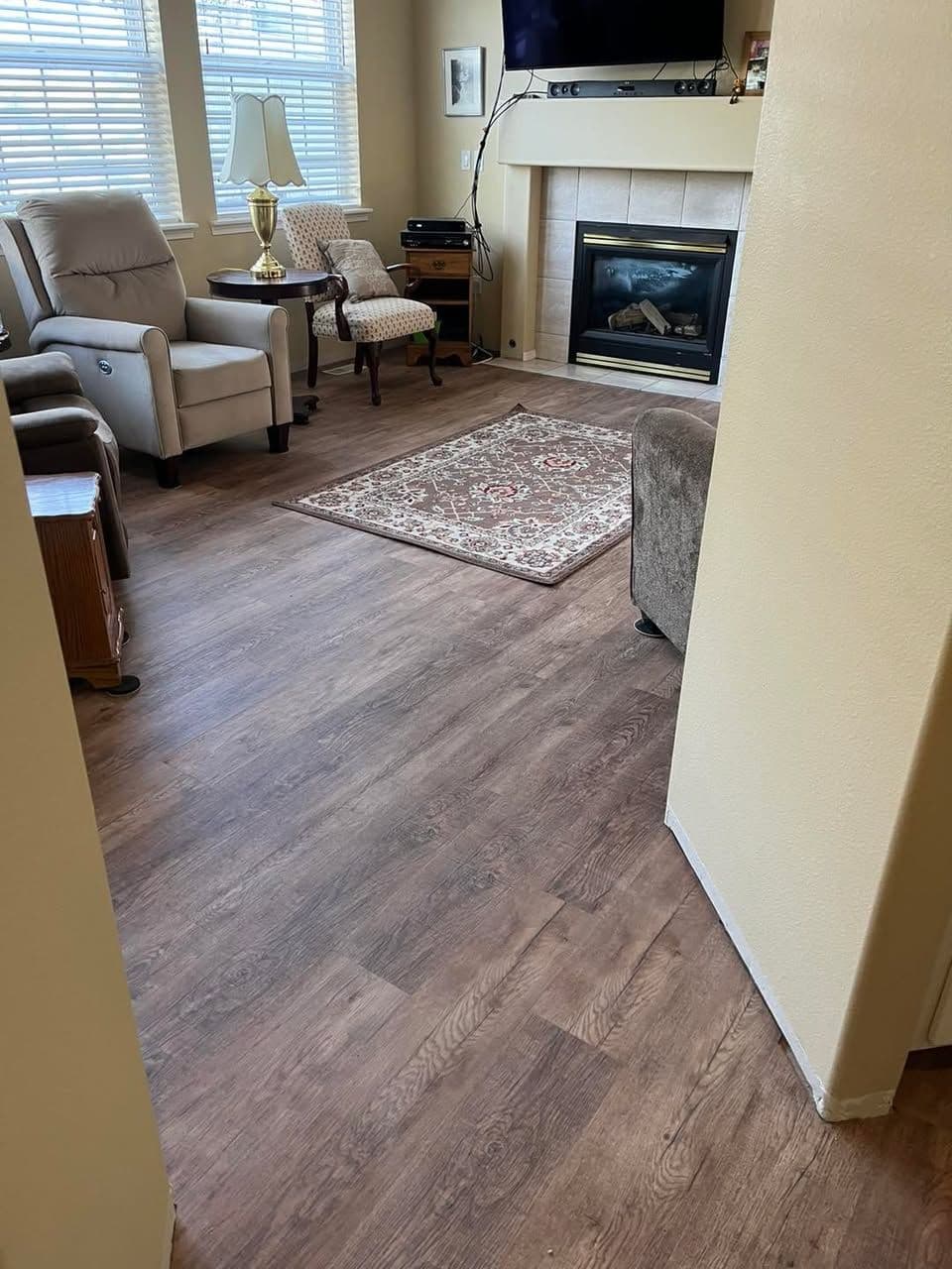 Vinyl Flooring & Trim Installation – Living Room Transformation