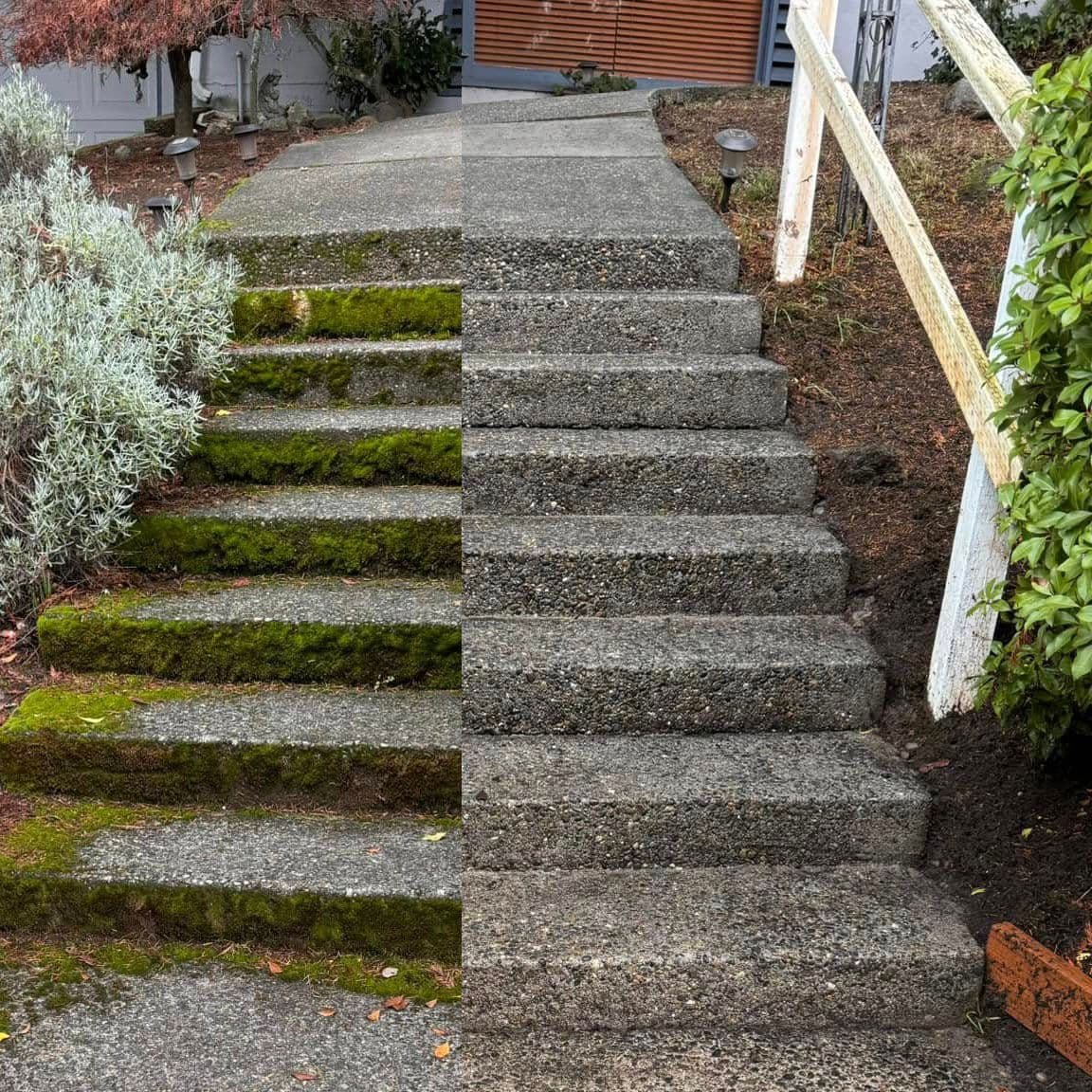 Before and after shot of stairs